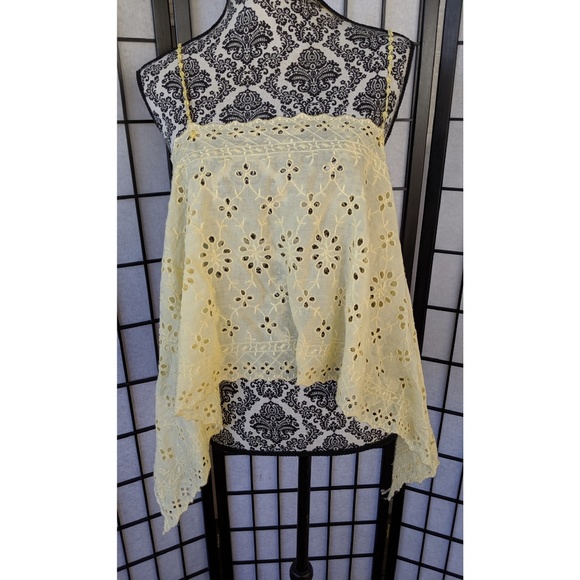 Free People Tops - Yellow Tank Top Crochet Free People M NWT